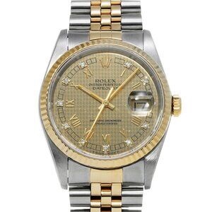 ROLEX Datejust 16233G R number (manufactured around 1987) Champagne Houndsto...